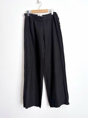Cut Loose - 100% Linen Side Button Wide Leg Pants - Scandi Minimal S-M